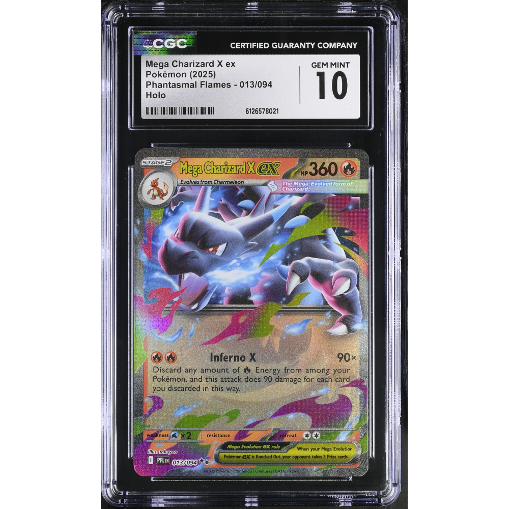 Mega Charizard X Ex 2025 Pokemon TCG Mega Evolution Phantasmal Flames #013 (CGC 10) at PristineAuction.com