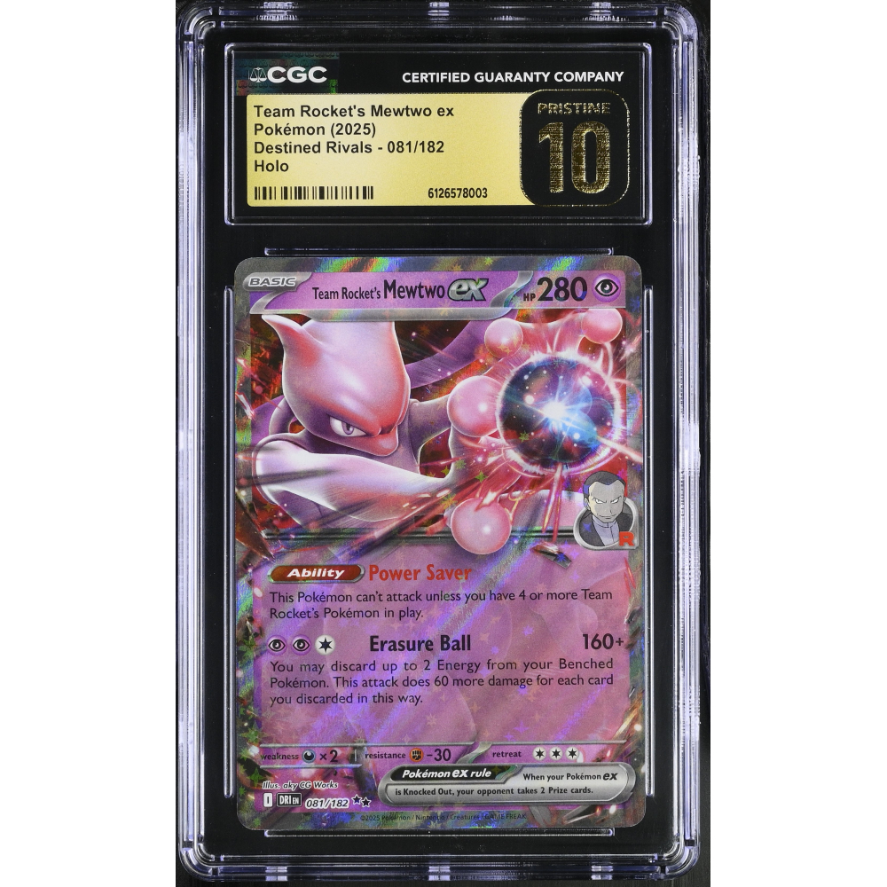 Team Rocket's Mewtwo Ex 2025 Pokemon TCG Scarlet & Violet Destined Rivals #081 (CGC Pristine 10 | Black Label) at PristineAuction.com