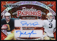 Joe Montana / Rick Mirer 2025 Leaf Football Nation Pigskin Pairings Red Sparkle Dual Autograph #PP-13 #1/1 at PristineAuction.com