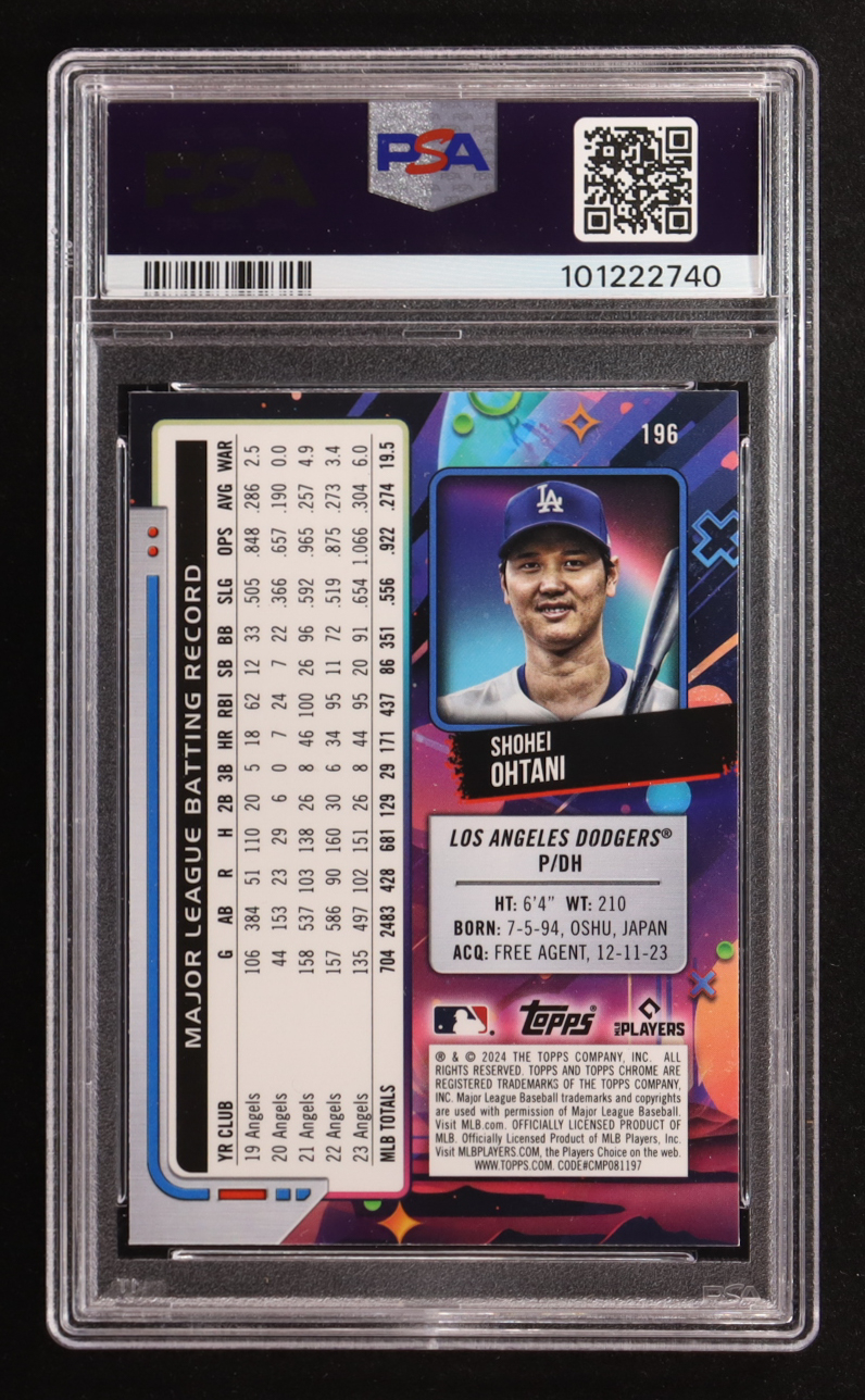 Shohei Ohtani 2024 Topps Cosmic Chrome #196 (PSA 10) at PristineAuction.com Shohei Ohtani 2024 Topps Cosmic Chrome #196 (PSA 10) at PristineAuction.com