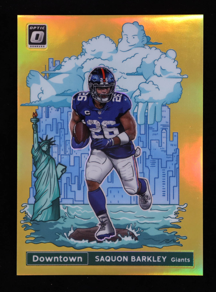 Saquon Barkley 2021 Donruss Optic Downtown! Gold #6 #01/10
