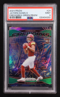 Jayden Daniels 2024 Panini Prizm Fireworks Green Prizm #24 RC (PSA 9) at PristineAuction.com