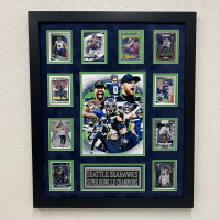 Seahawks Super Bowl LX Champion Custom Framed Photo Display with (10) Trading Cards at PristineAuction.com