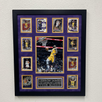 LeBron James Lakers Custom Framed Photo Display with (10) Trading Cards at PristineAuction.com