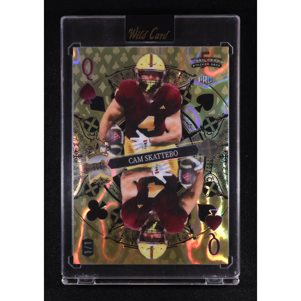 Cam Skattebo 2024 Wild Card 5 Card Draw Stacked Deck Queen Gold Lava #CSN #1/1 at PristineAuction.com