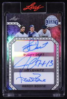 Bucky Dent / Jim Leyritz / Aaron Boone 2025 Leaf Bronx Legacy Silver Prismatic Triple Autograph #TA-1 #2/15 at PristineAuction.com