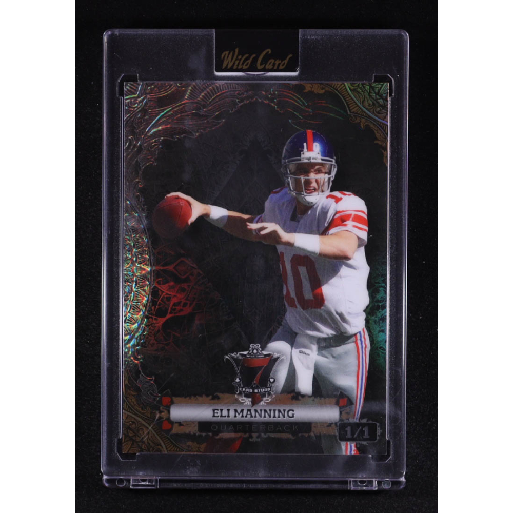 Eli Manning 2024 Wild Card 7 Card Studs Diamond Black Rainbow #EM #1/1 at PristineAuction.com
