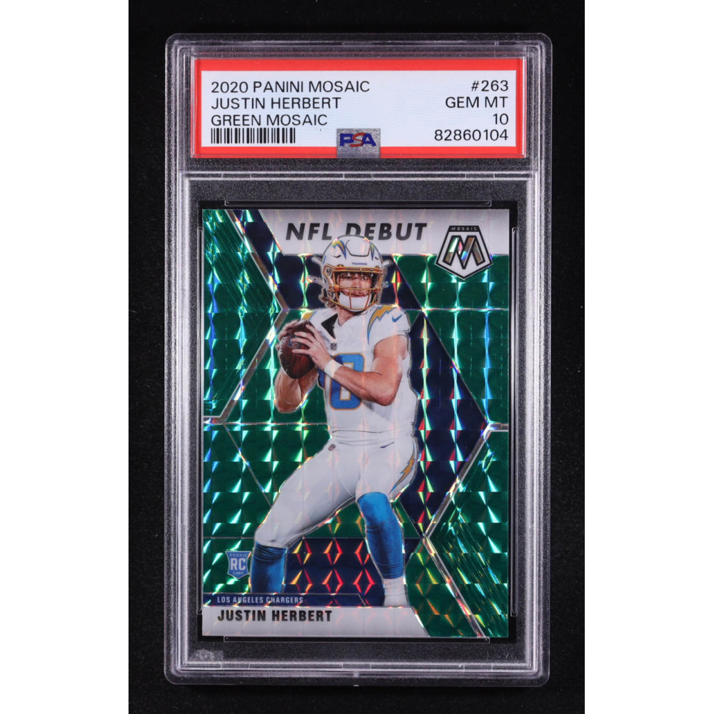 Justin Herbert 2020 Panini Mosaic Mosaic Green #263 Debut RC (PSA 10) at PristineAuction.com