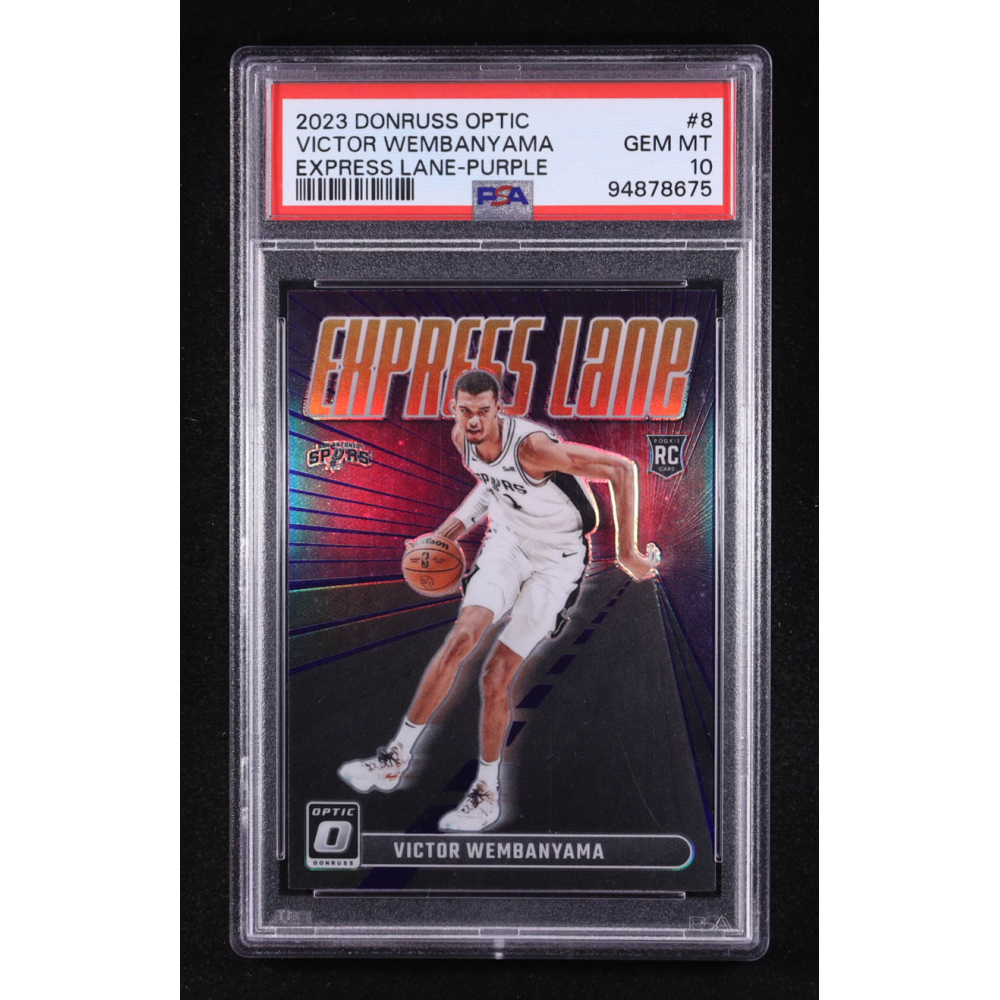 Victor Wembanyama 2023-24 Donruss Optic Express Lane Purple #8 RC (PSA 10) at PristineAuction.com