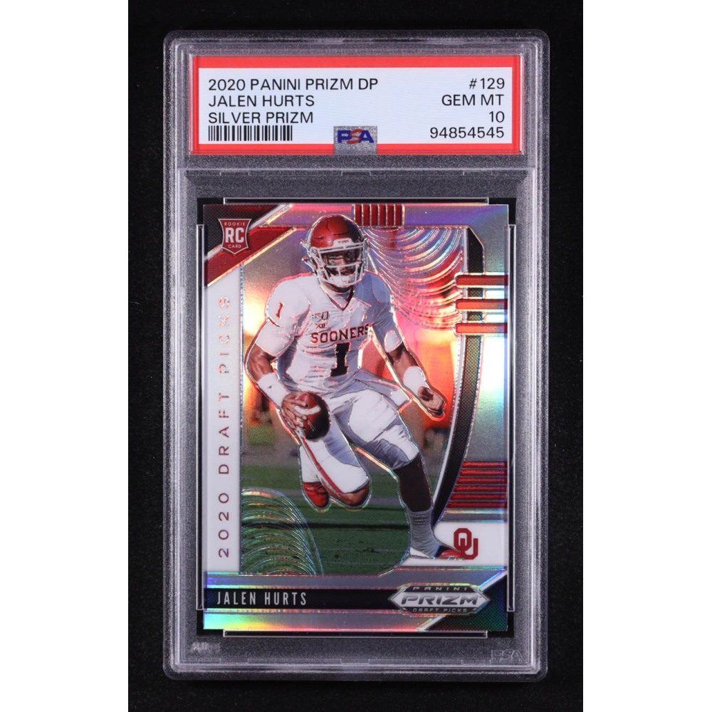 Jalen Hurts 2020 Panini Prizm Draft Picks Prizms Silver #129 RC (PSA 10) at PristineAuction.com