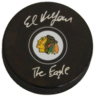 Ed Belfour Signed Blackhawks Logo Hockey Puck Inscribed "The Eagle" (Schwartz) at PristineAuction.com