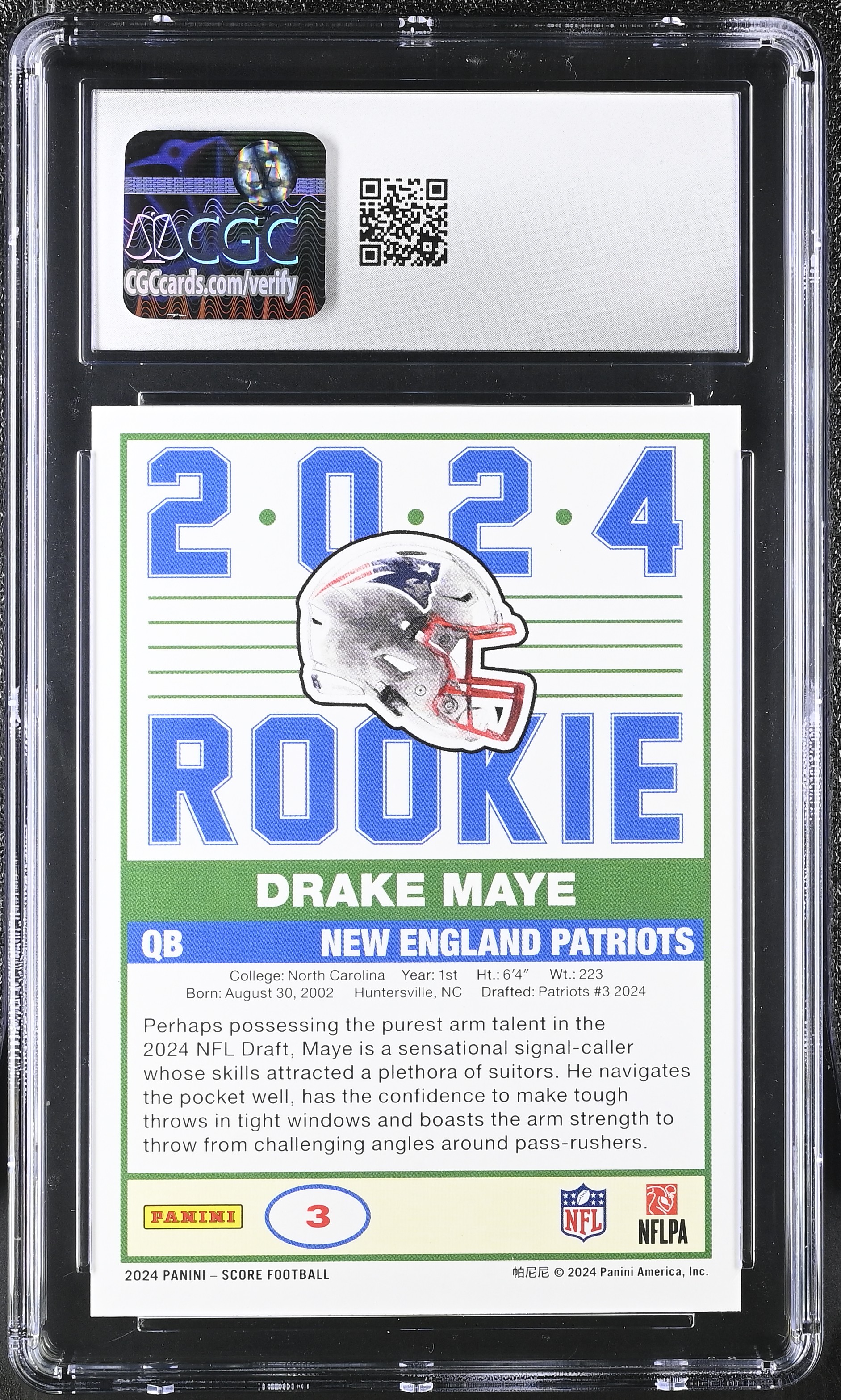 Drake Maye 2024 Score 35th Anniversary Rookies #3 RC (CGC 10) at PristineAuction.com Drake Maye 2024 Score 35th Anniversary Rookies #3 RC (CGC 10) at PristineAuction.com
