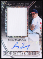 Greg Maddux 2025 Leaf in the Game Used Super Swatch Signatures Jumbo Game-Used Memorabilia Silver Holo #SS-GM1 #8/12 at PristineAuction.com