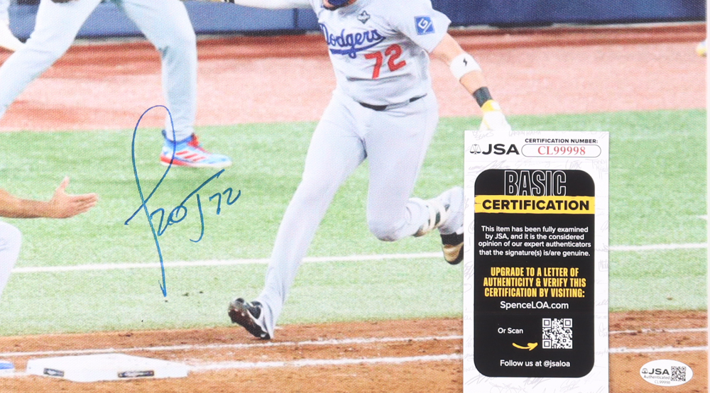 Miguel Rojas Signed Dodgers 2025 World Series 16x20 Custom Canvas Display (JSA) at PristineAuction.com Miguel Rojas Signed Dodgers 2025 World Series 16x20 Custom Canvas Display (JSA) at PristineAuction.com