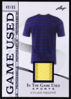 Kylian Mbappe 2025 Leaf in the Game Used Game-Used Memorabilia Blue Holo #GM-11 #49/65 at PristineAuction.com