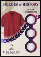 Roger Federer 2025 Leaf ITG Used Sports Heroes Of History Triple Relic Purple Holo #HH72 #6/6 at PristineAuction.com