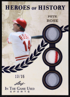 Pete Rose 2025 Leaf ITG Used Sports Heroes Of History Triple Relic Blue Holo #HH67 #13/35 at PristineAuction.com