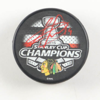 Jonathan Toews Signed Blackhawks 2015 Stanley Cup Logo Hockey Puck (Schwartz) at PristineAuction.com