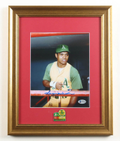 Reggie Jackson Signed Athletics Custom Framed Photo Display with 1973 World Series Pin (Beckett) at PristineAuction.com