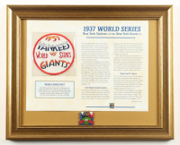1937 Yankees vs Giants World Series Custom Framed Commemorative Patch Display with Matching World Series Pin at PristineAuction.com