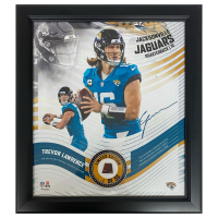 Trevor Lawrence Jaguars LE Custom Framed Display with Piece of Game-Used Football at PristineAuction.com