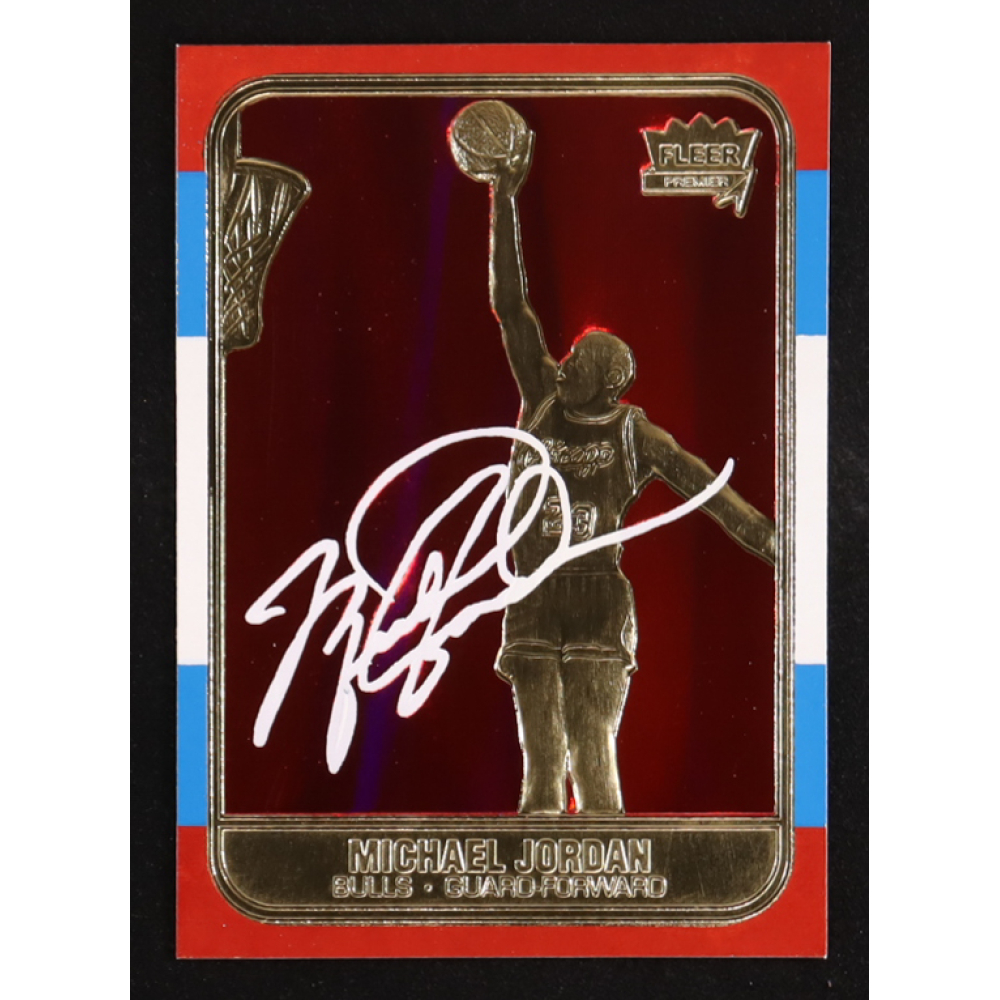 Michael Jordan 1998 Fleer 23KT Gold 1986 Rookie Signature Series Red Holo Refractor #NNO at PristineAuction.com