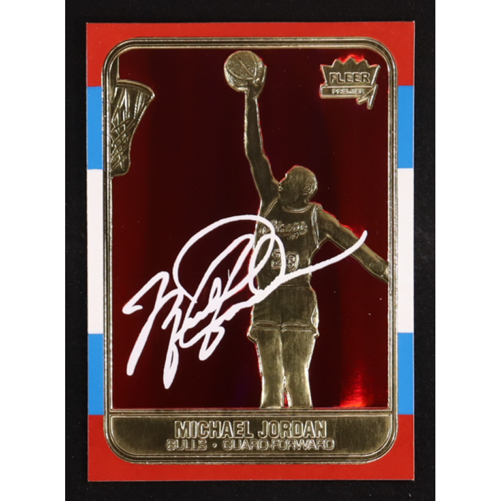 Michael Jordan 1998 Fleer 23KT Gold 1986 Rookie Signature Series Red Holo Refractor #NNO at PristineAuction.com
