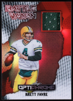 Brett Favre 2025 Leaf Optichrome Battle Worn Red Game-Used #BW2 #2/2 at PristineAuction.com