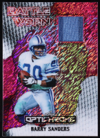 Barry Sanders 2025 Leaf Optichrome Battle Worn Shimmer Pink Game-Used #BW1 #7/8 at PristineAuction.com