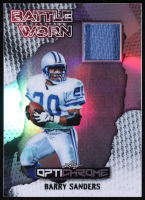 Barry Sanders 2025 Leaf Optichrome Battle Worn Prismatic Silver Game-Used #BW1 #5/10 at PristineAuction.com