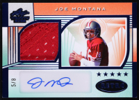 Joe Montana 2025 Leaf Trinity Retro Rookie Autographs Memorabilia Blue Game-Used #RRM-JM1 #5/8 at PristineAuction.com