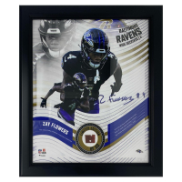 Zay Flowers Ravens LE Custom Framed Display with Piece of Game-Used Football at PristineAuction.com