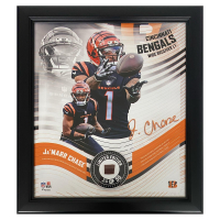 Ja'Marr Chase Bengals LE Custom Framed Display with Piece of Game-Used Football at PristineAuction.com