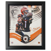 Ja'Marr Chase Bengals LE Custom Framed Display with Piece of Game-Used Football at PristineAuction.com