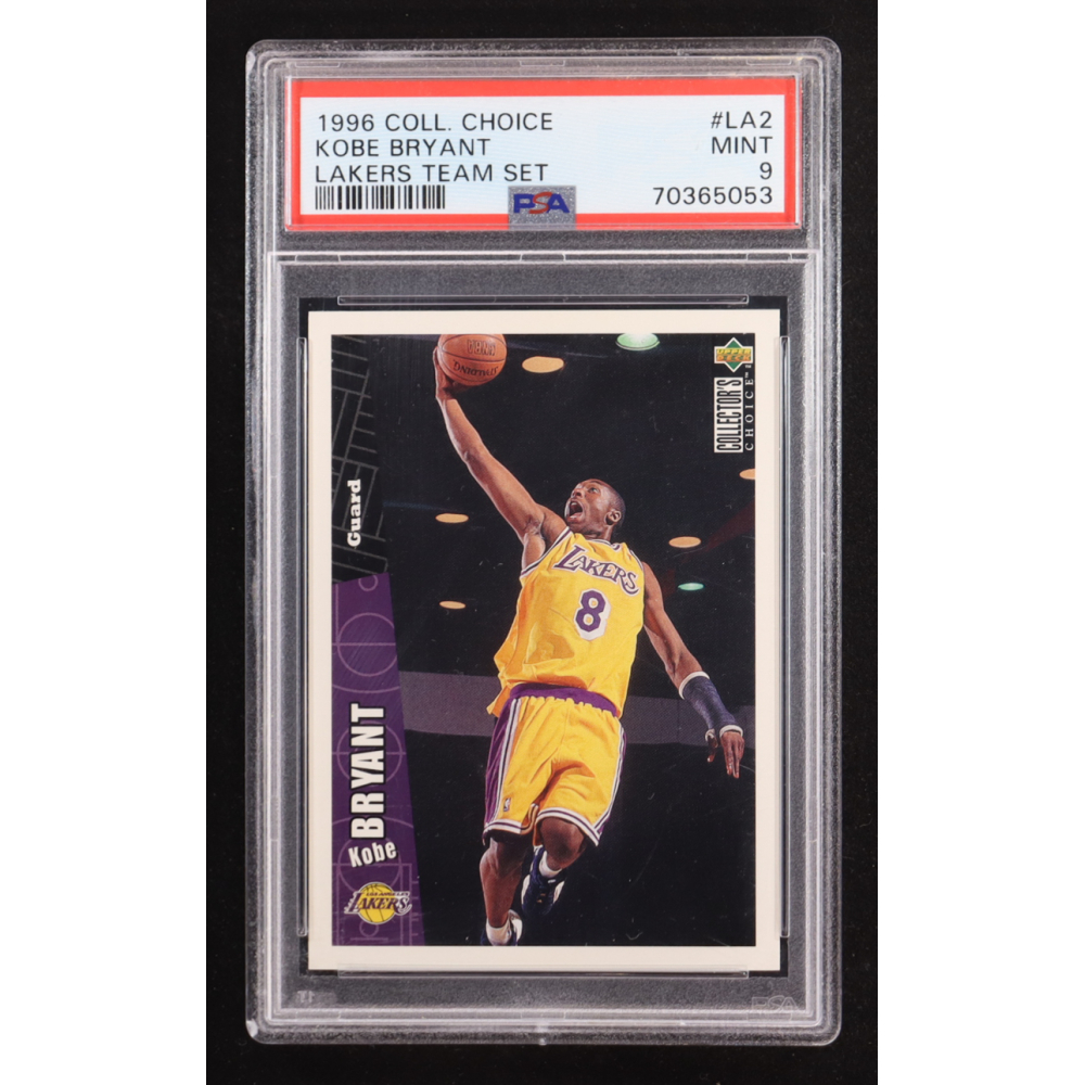 Kobe Bryant 1996 Upper Deck Collector's Choice Lakers Team Set #LA2 RC (PSA 9) at PristineAuction.com