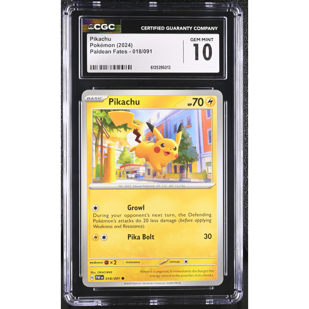 Pikachu 2024 Pokemon TCG Scarlet & Violet Paldean Fates #018 (CGC 10) at PristineAuction.com