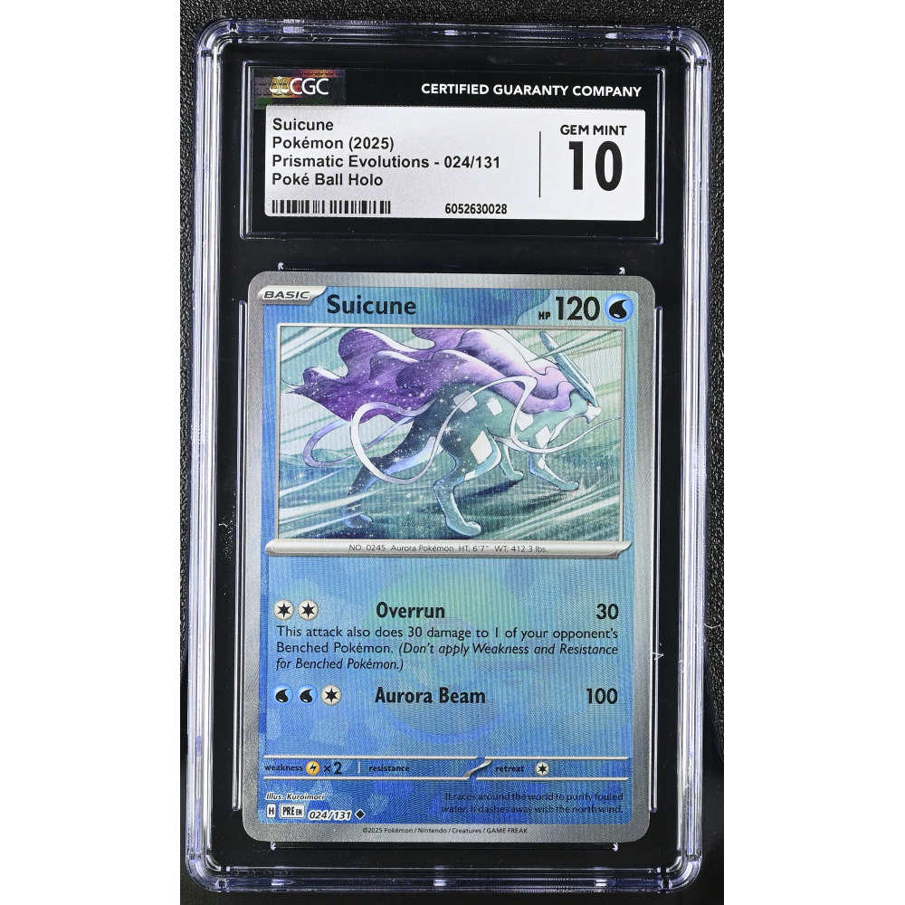 Suicune 2025 Pokemon TCG Scarlet & Violet Prismatic Evolutions #024 Poke Ball Reverse Holo (CGC 10) at PristineAuction.com