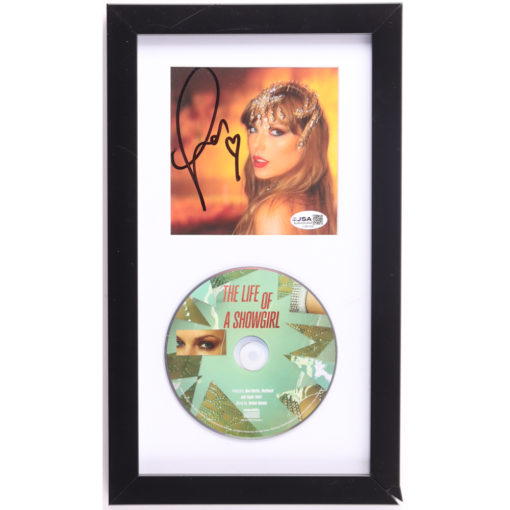 Taylor Swift Signed "The Life of a Showgirl" Custom Framed CD Insert Display with CD (JSA) at PristineAuction.com