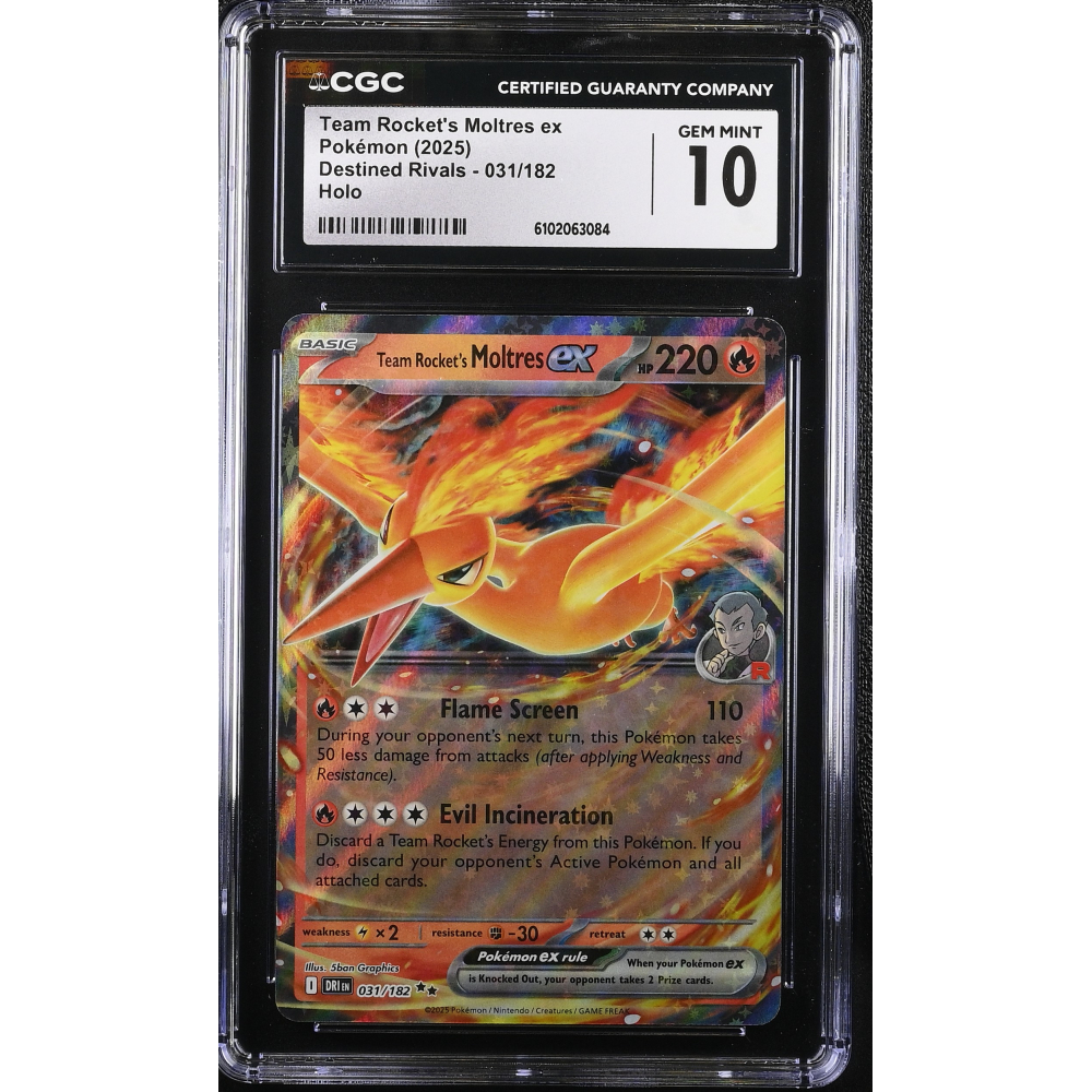 Team Rocket's Moltres ex 2025 Pokemon TCG Scarlet & Violet Destined Rivals #031 (CGC 10) at PristineAuction.com