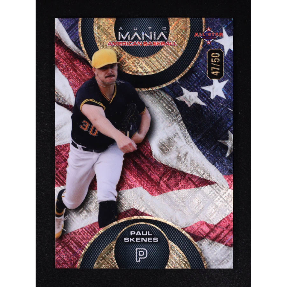 Paul Skenes 2024 Wild Card Auto Mania American Baseball American Flag Cross Hatch #PS2 #47/50 RC at PristineAuction.com