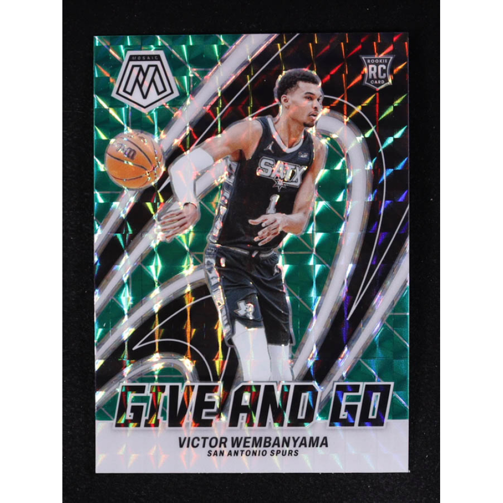 Victor Wembanyama 2023-24 Panini Mosaic Give and Go Mosaic Green #12 RC at PristineAuction.com