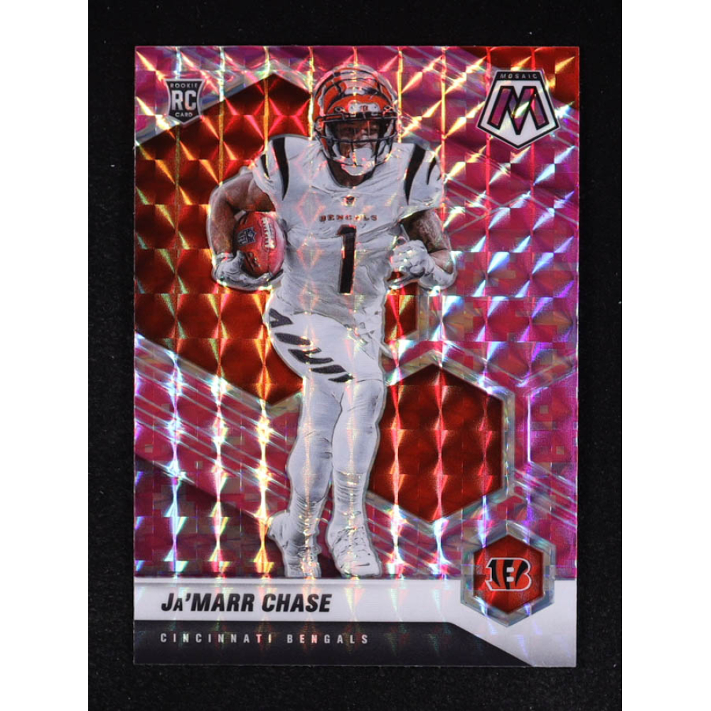 Ja'Marr Chase 2021 Panini Mosaic Mosaic Camo Pink #307 RC at PristineAuction.com