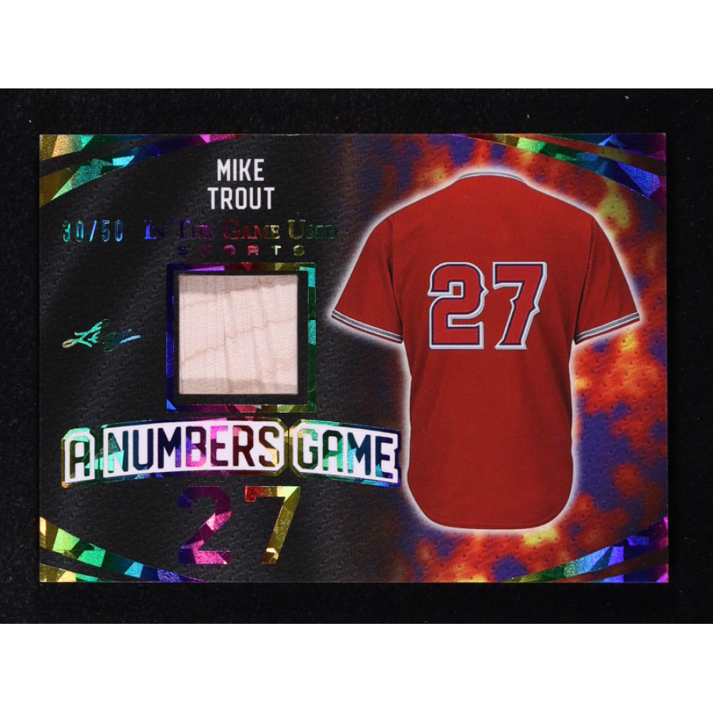 Mike Trout 2024 Leaf ITG Used Sports A Numbers Game Bat Relic Rainbow Crystal #ANG37 #30/50 at PristineAuction.com