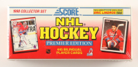 1990 Score NHL Hockey Canadian Premiere Edition Complete Factory Sealed Set of (445) Cards With Jaromir Jagr #428 RC, Martin Brodeur #439 RC, Eric Lindros #440 RC, Wayne Gretzky #1 at PristineAuction.com