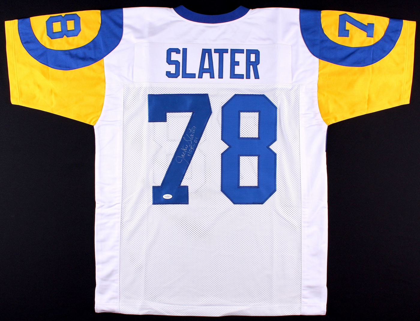 Jackie Slater Signed Rams Jersey Inscribed "HOF 01" (JSA COA) at PristineAuction.com Jackie Slater Signed Rams Jersey Inscribed "HOF 01" (JSA COA) at PristineAuction.com