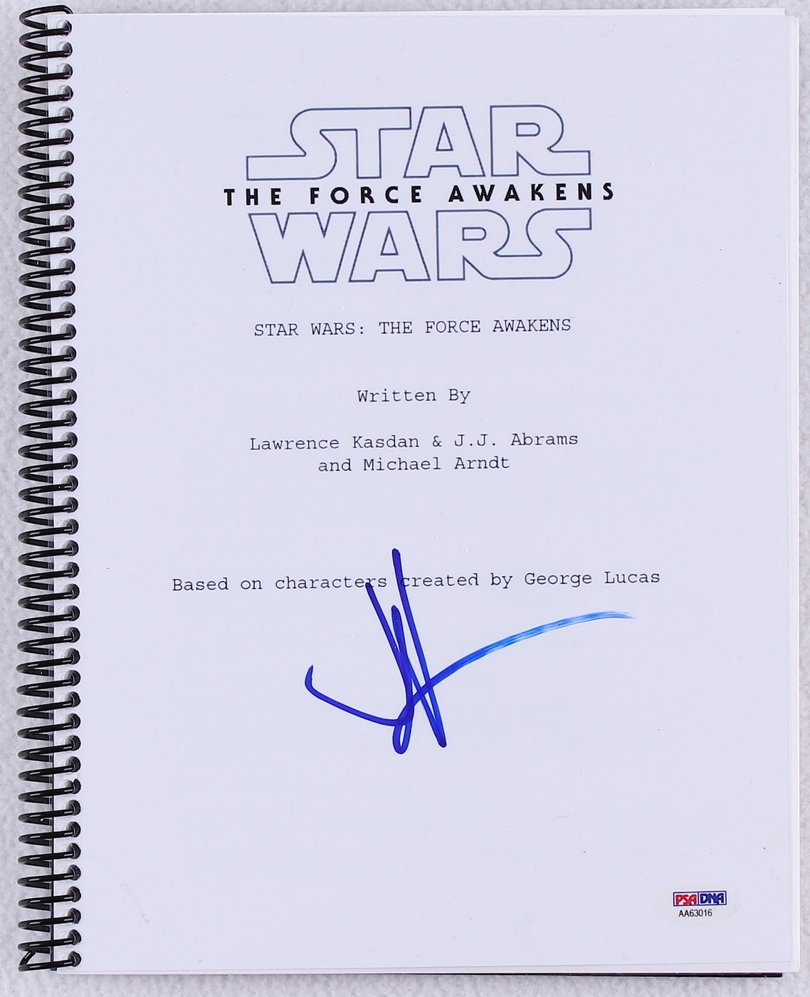 J.J. Abrams Signed "Star Wars: The Force Awakens" Movie Script (PSA COA) at PristineAuction.com J.J. Abrams Signed "Star Wars: The Force Awakens" Movie Script (PSA COA) at PristineAuction.com
