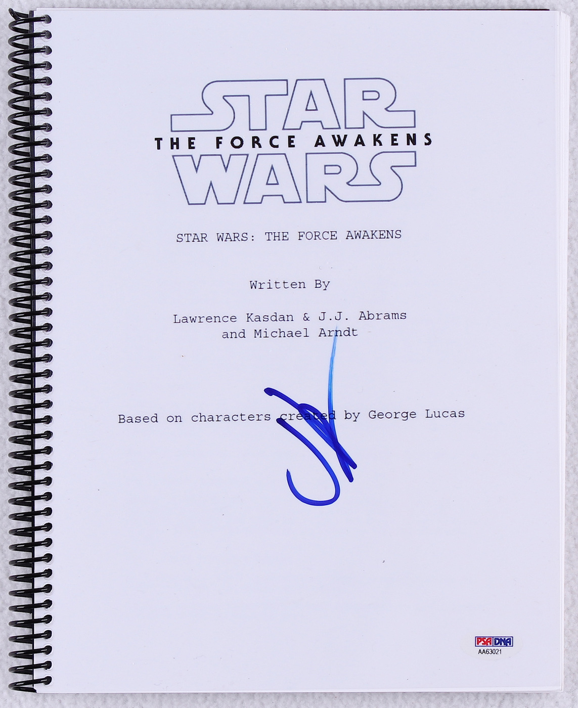 J.J. Abrams Signed "Star Wars: The Force Awakens" Movie Script (PSA COA) at PristineAuction.com J.J. Abrams Signed "Star Wars: The Force Awakens" Movie Script (PSA COA) at PristineAuction.com