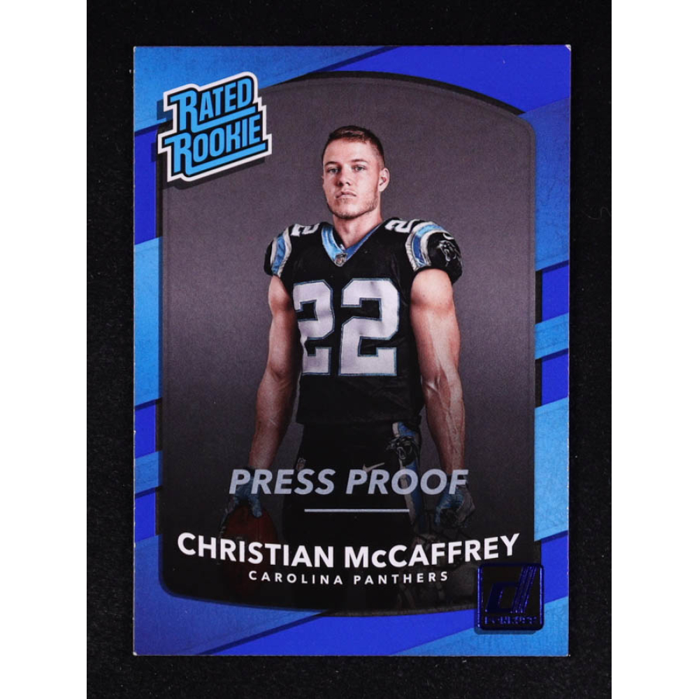 Christian McCaffrey 2017 Donruss Press Proofs Blue #318 RR RC at PristineAuction.com