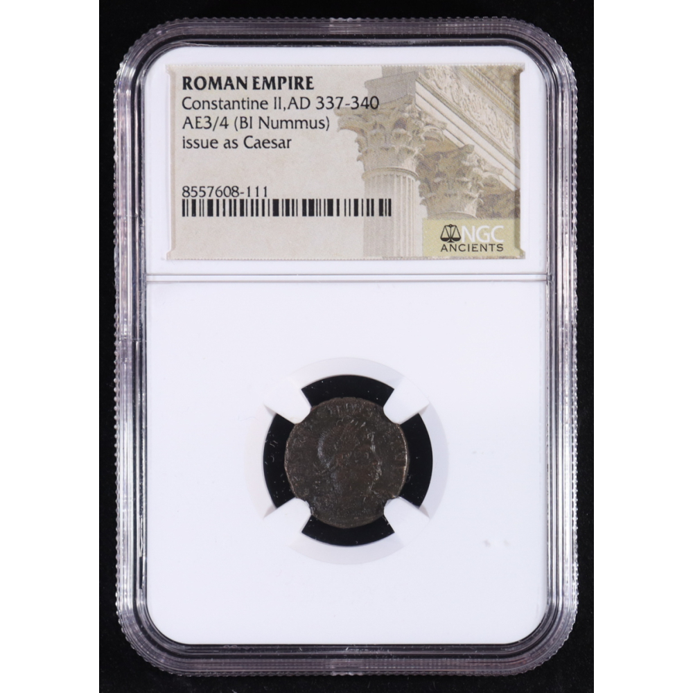 Roman Empire - Constantine II, AD 337-340 AE3/4 (BI Nummus) Issued as Caesar (NGC) at PristineAuction.com