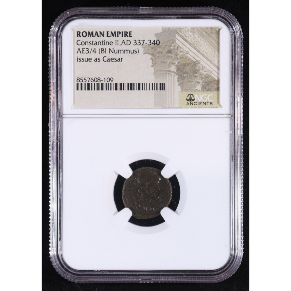 Roman Empire - Constantine II, AD 337-340 AE3/4 (BI Nummus) Issued as Caesar (NGC) at PristineAuction.com